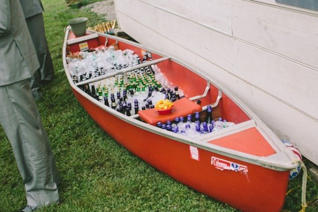 canoe as beer cooler